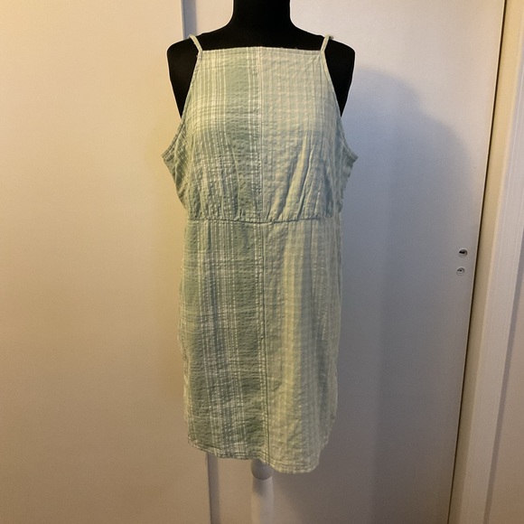 1. American eagle Mint Green Plaid Babydoll Style Tank Dress Size XXL - Picture 1 of 8